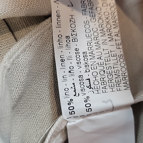 ZARA Pareo Linen Blend cream pants size Large 2416/939/46 - Picture 8 of 9